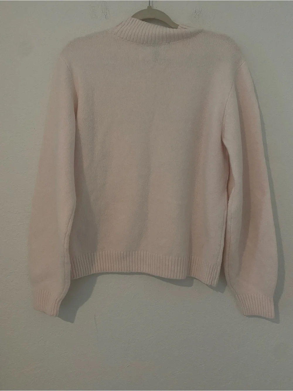 White House Black Market soft pink Sweater with Black Floral Line Art